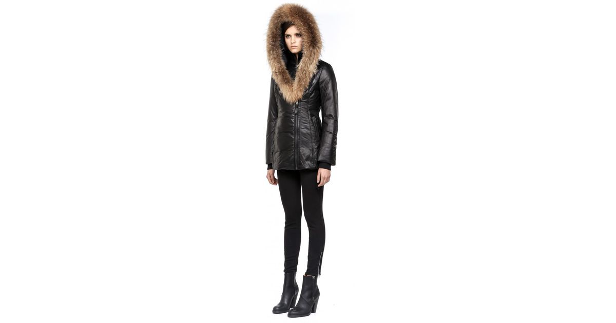 Lyst Mackage Ingrid F4 Black Leather Down Jacket With Fur Hood In Lyst Mackage Ingrid F4 Black Leather Down Jacket With Fur Hood In
