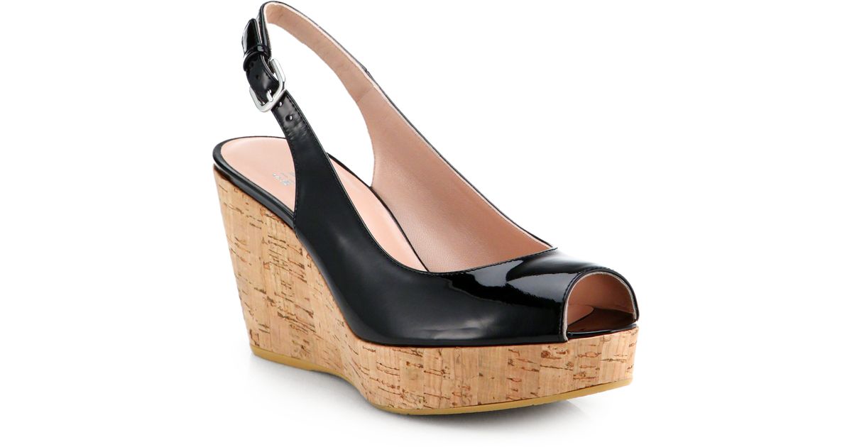 stuart weitzman patent leather wedge
