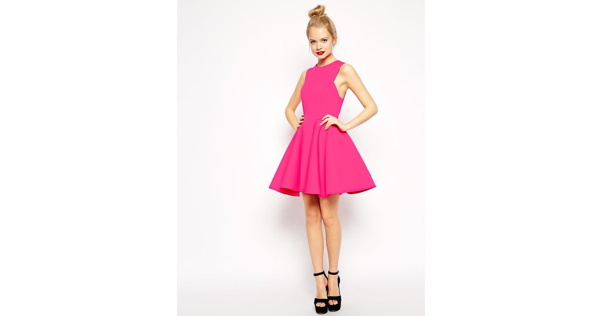 Hot pink flare dress cheap