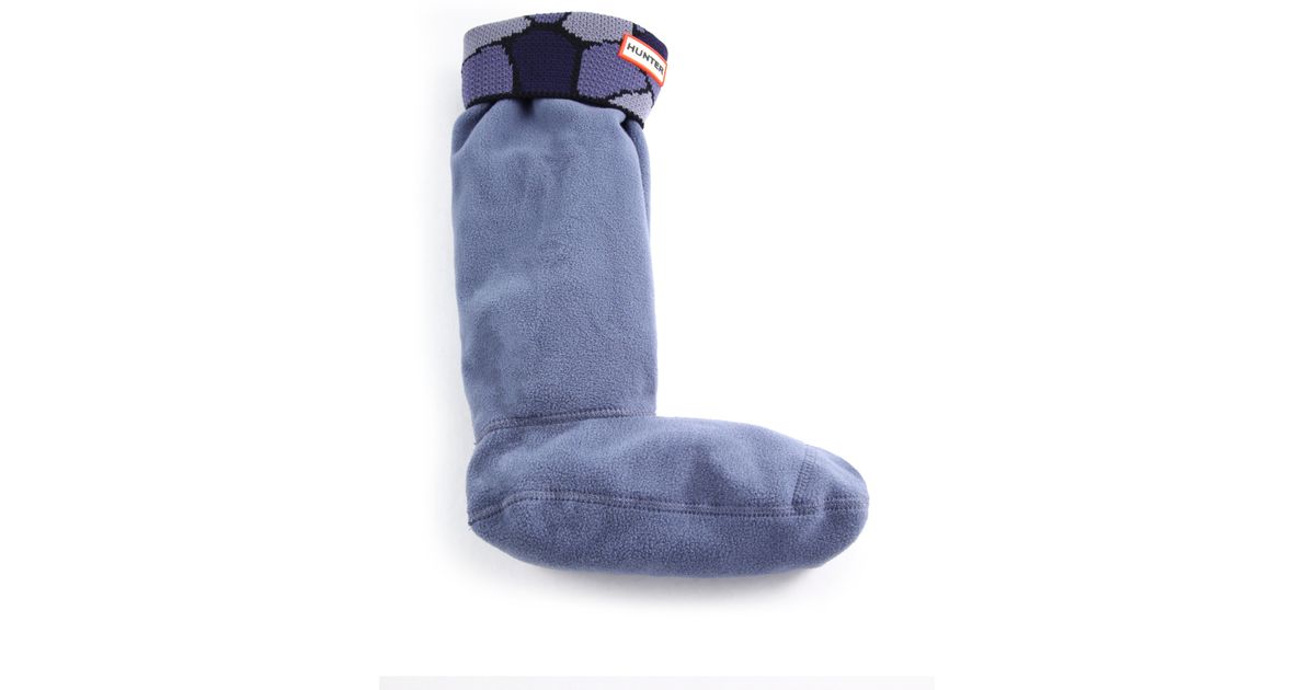 Hunter Tonal Boulder-knit Fleece Welly Socks in Blue Lyst