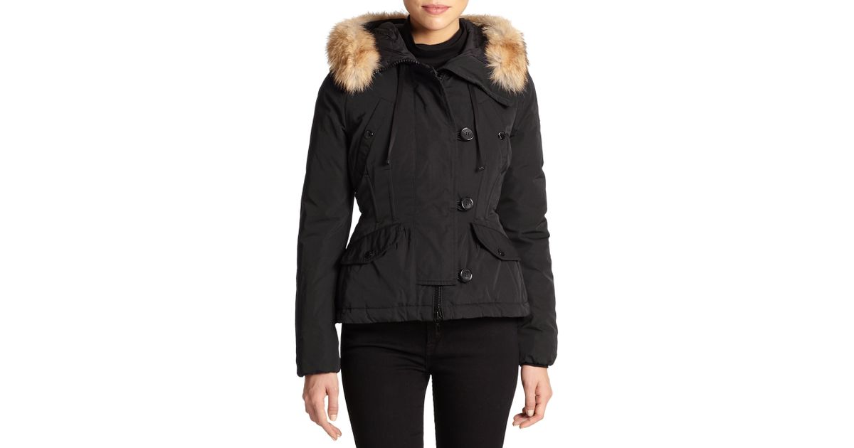 Moncler Ayrolle Fur-Trim Jacket in Black - Lyst