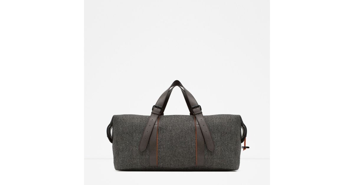 Zara Canvas Duffel Bag in Gray for Men | Lyst