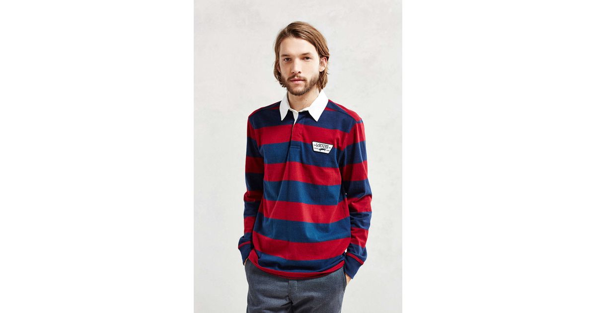Vans Blocked Out Long-sleeve Rugby Polo Shirt in Navy (Red) for Men | Lyst