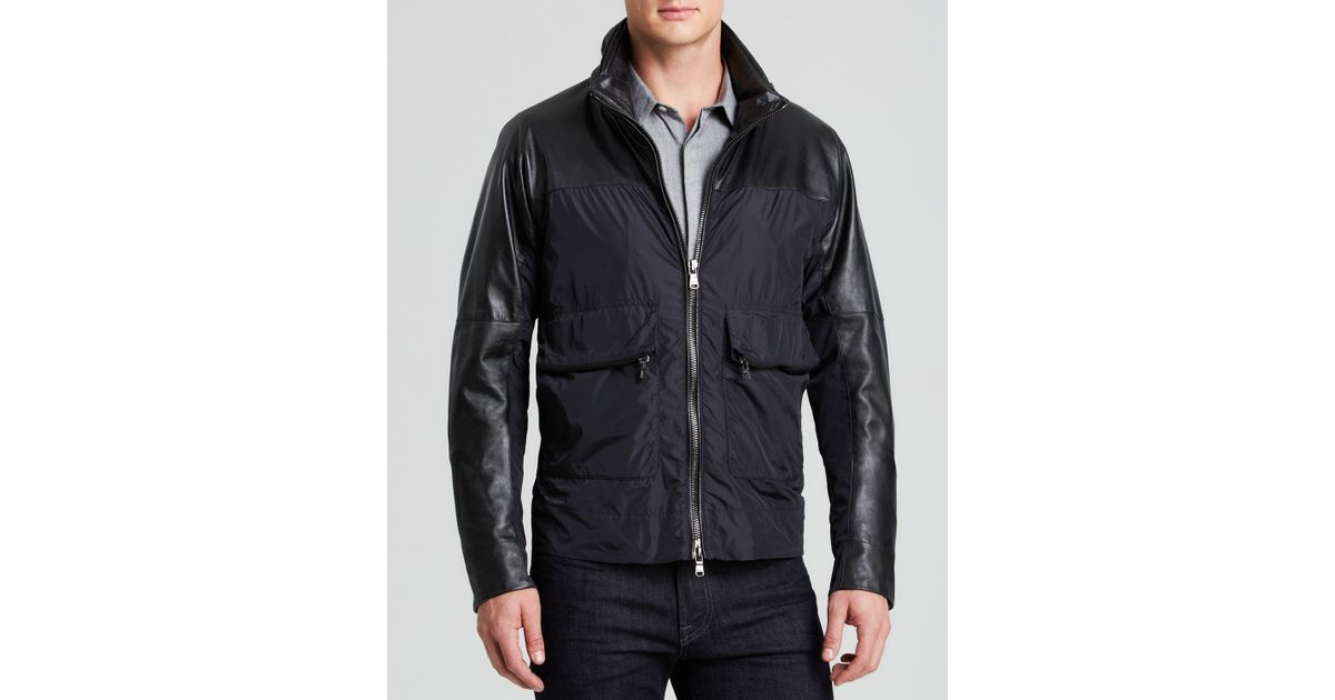 Michael kors Leather Combo Bomber Jacket in Black for Men Lyst