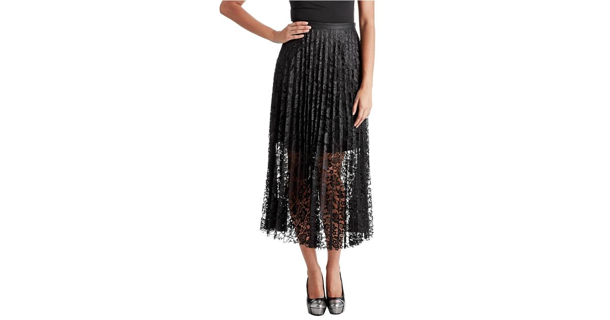 Lyst - Free people Lace Pretty Pleated Maxi Skirt in Black