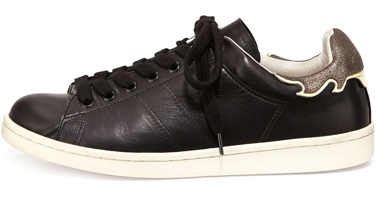 Isabel Marant Flame-detailed Leather Low-top Sneaker in Black - Lyst