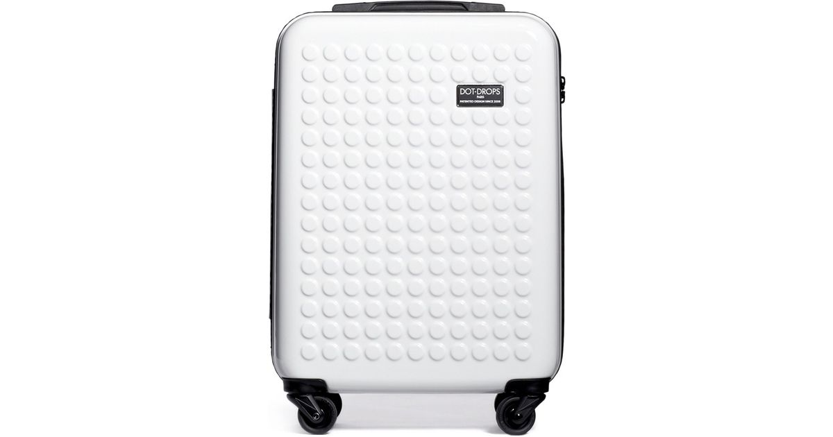 white suitcase carry on