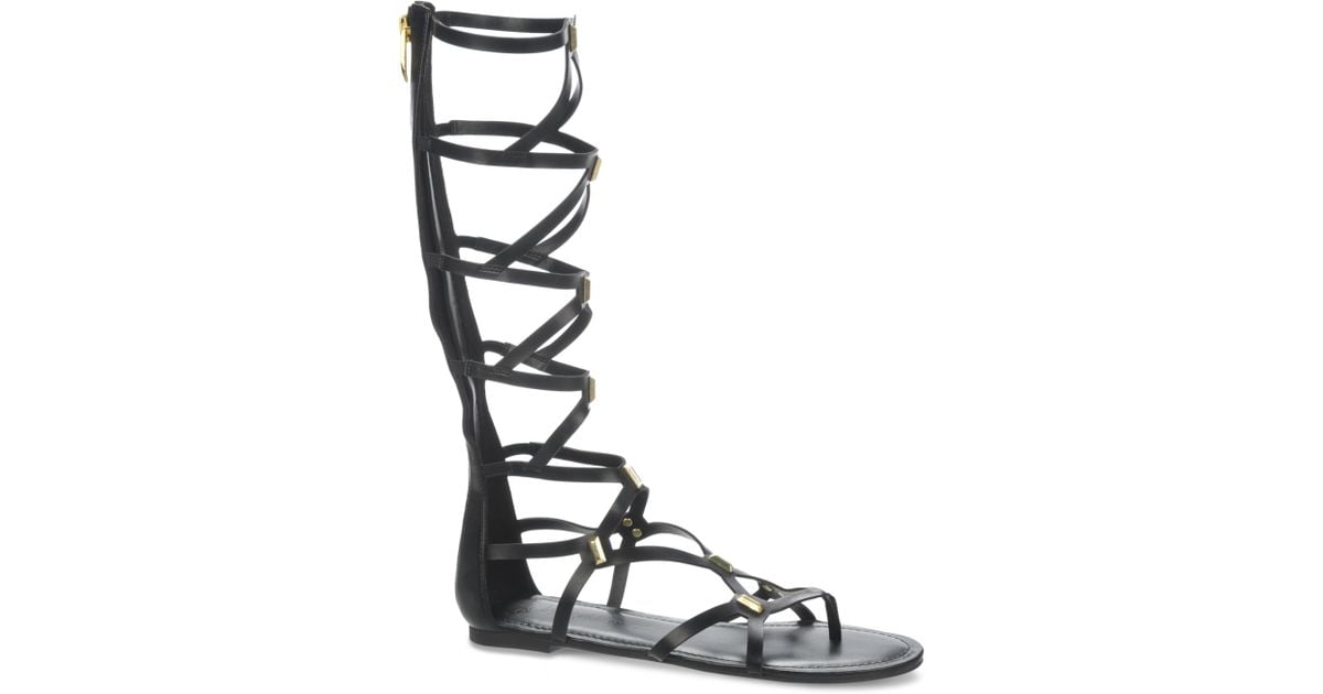 Knee High Gladiator Sandals in Black 