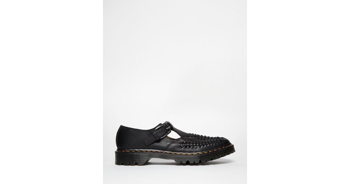 Martens Woven T-bar Shoes in Black for Men Lyst
