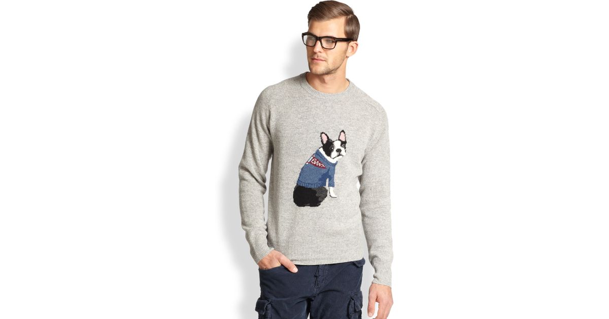 GANT French Bulldog Sweater in Grey-Melange (Gray) for Men - Lyst
