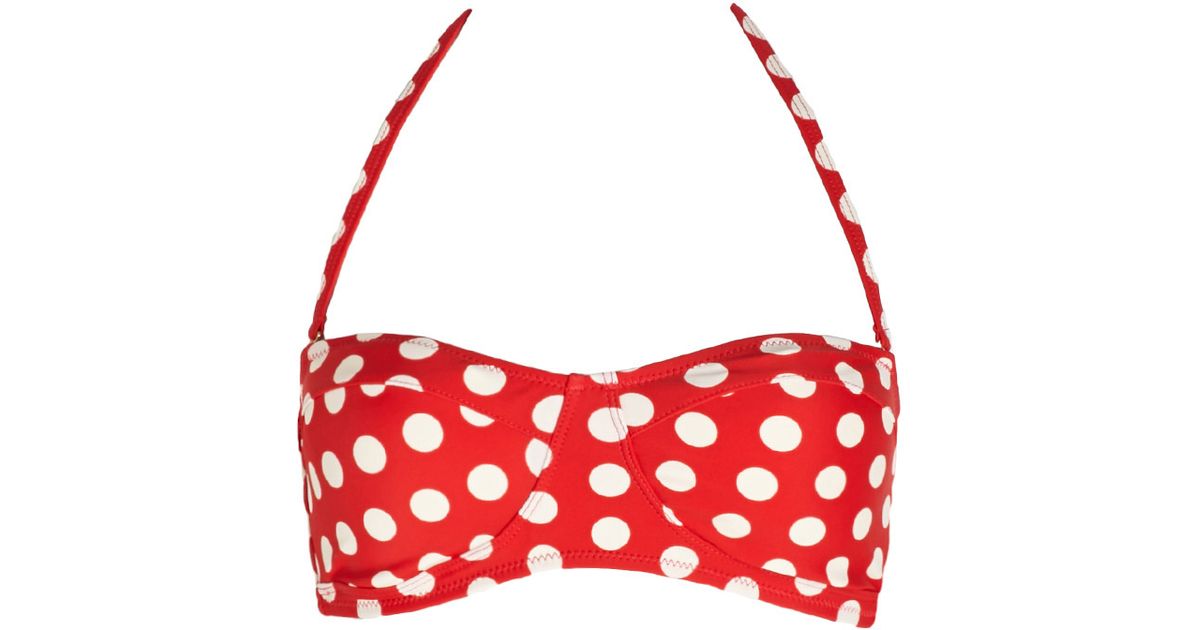red polka dot bikini top