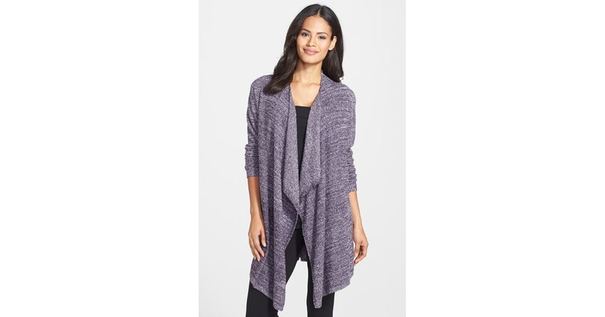 Barefoot Dreams Drape Front Cardigan In Purple Lyst