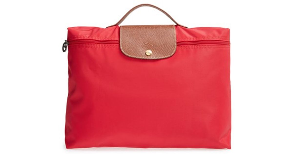 Longchamp Red Le Pliage Briefcase