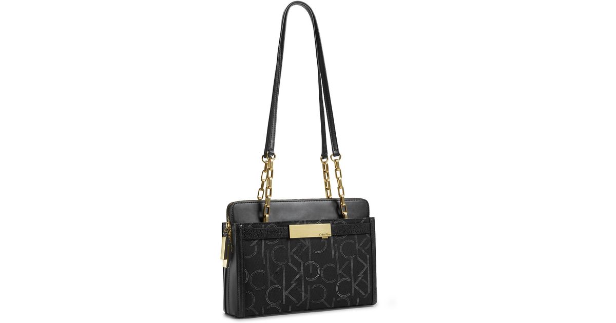 Calvin Klein White Label Addie Double Strap Chain Date Bag in Black Lyst