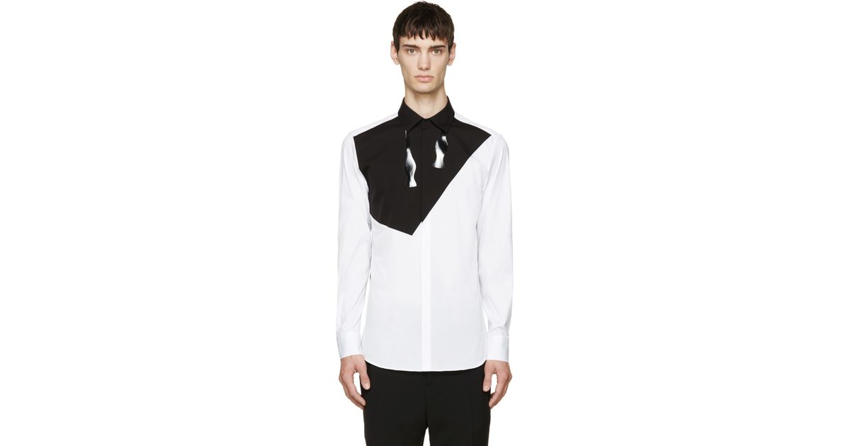Download Neil Barrett White Mock Bow_tie Shirt in Black for Men - Lyst