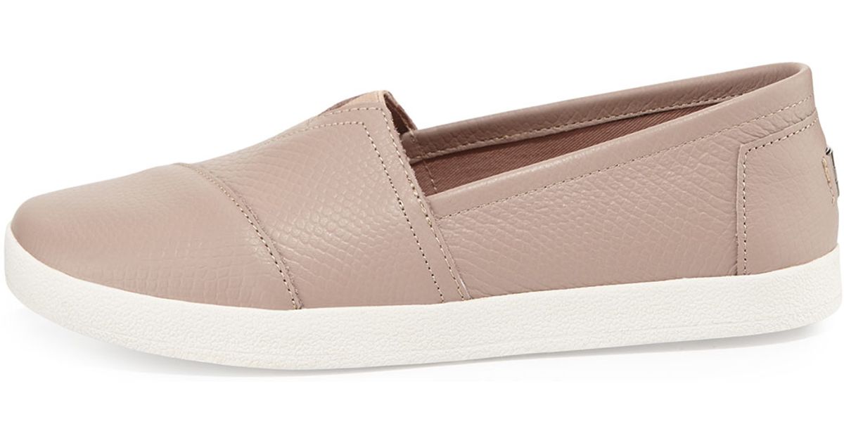 TOMS Avalon Leather SlipOn Flats in Natural Lyst