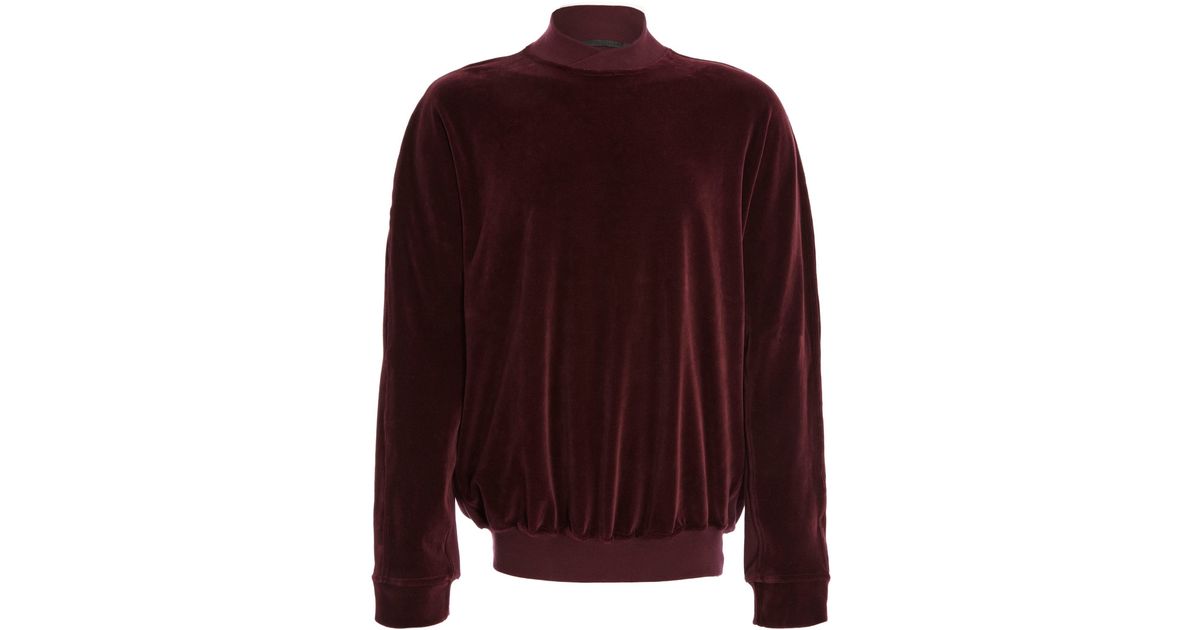 Haider Ackermann Burgundy Ribbed Velvet Sweatshirt In Purple Lyst