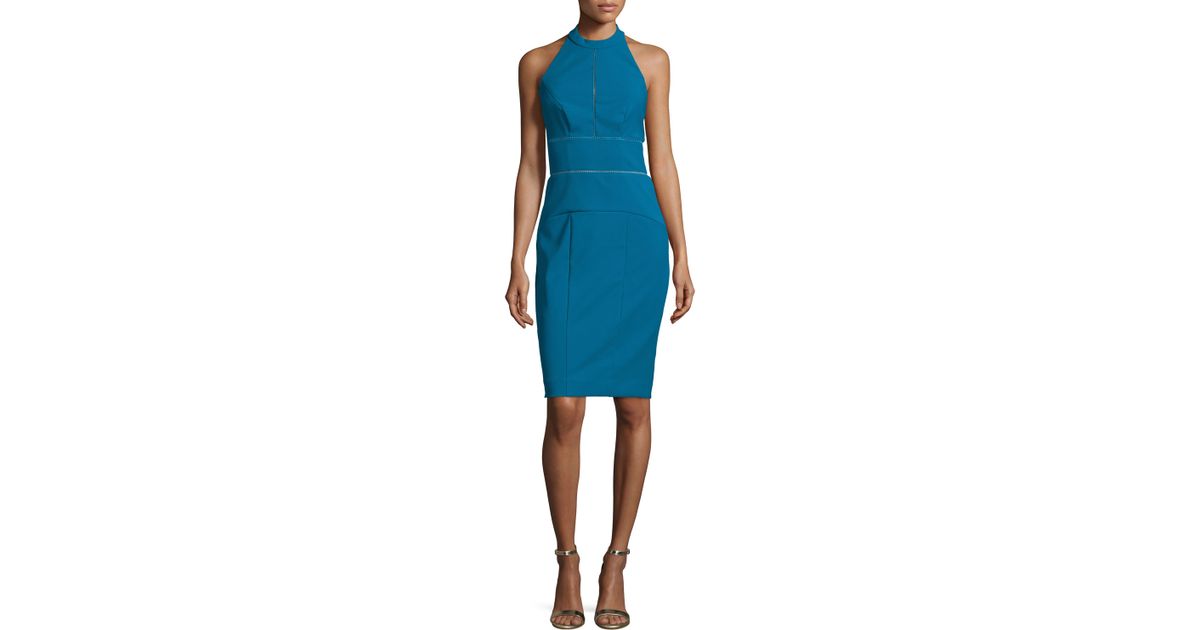 halter neck sheath dress