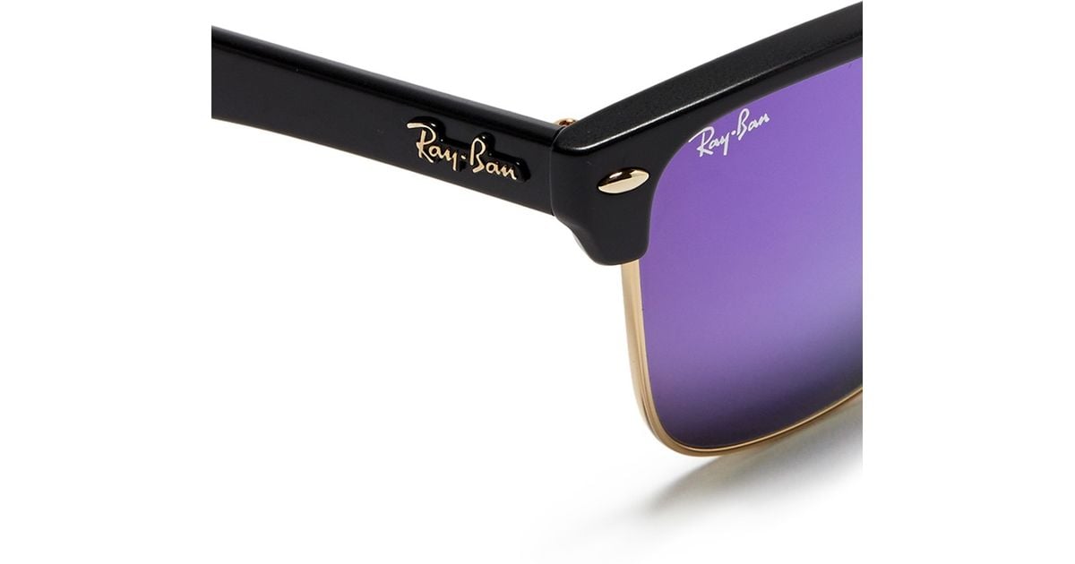 Ray Ban Synthetic Clubmaster Oversized Matte Plastic Browline Mirror Sunglasses In Purple Lyst