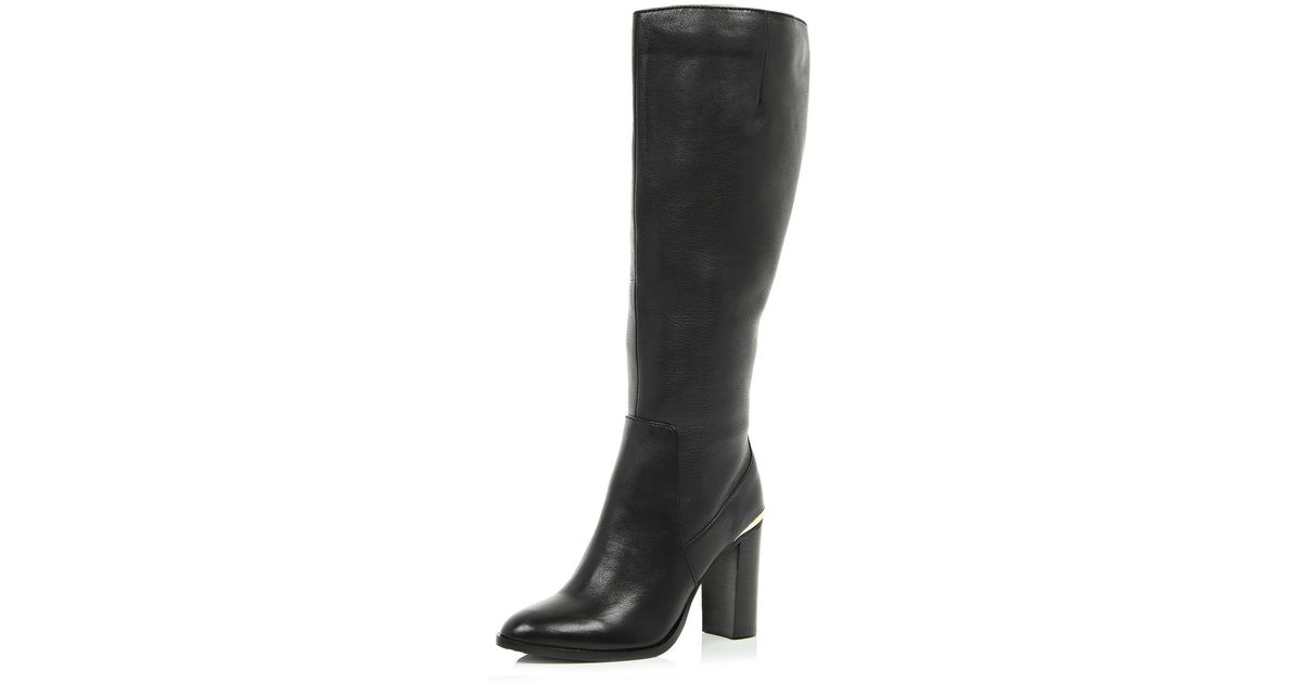 wide fit high heel knee high boots