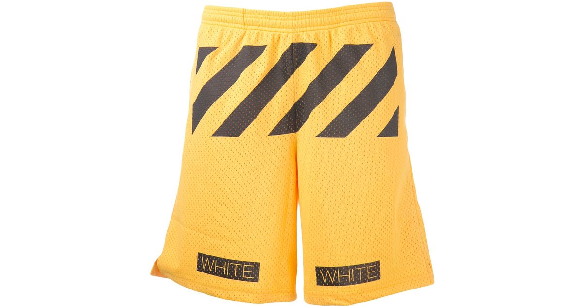 off white yellow shorts