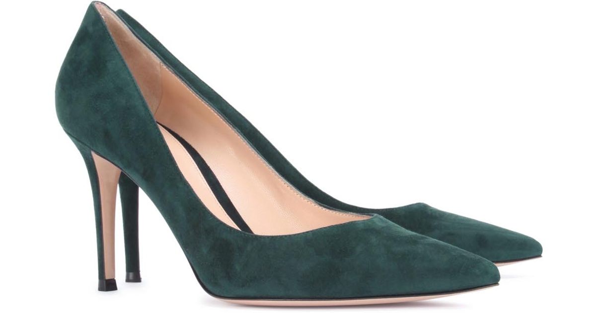 forest green suede pumps