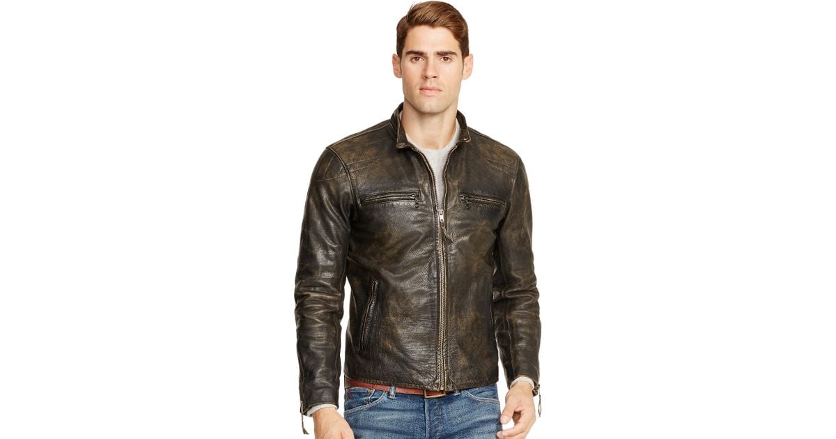 polo ralph lauren leather cafe racer jacket