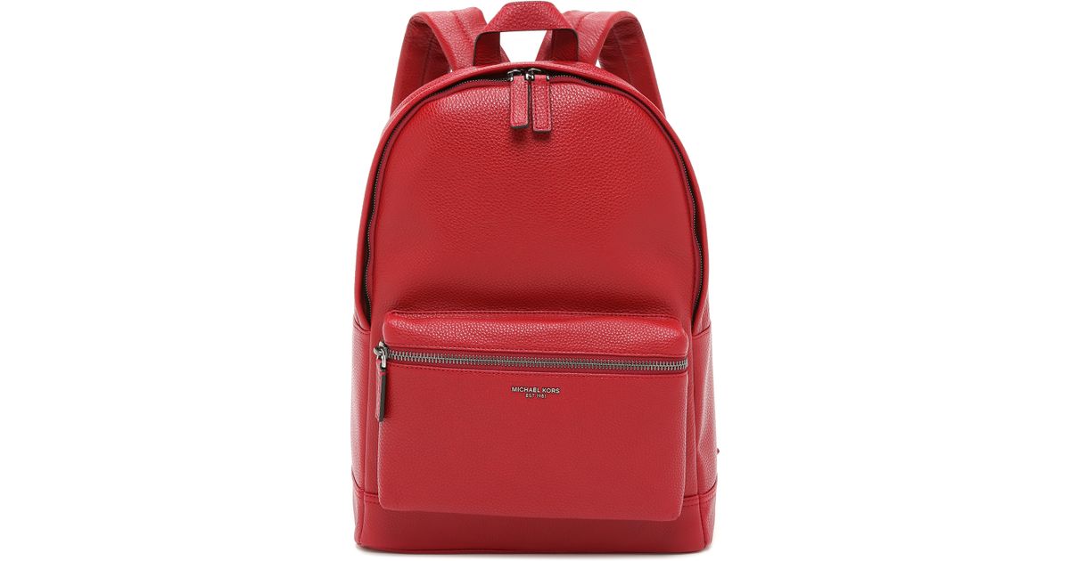 michael kors red leather backpack