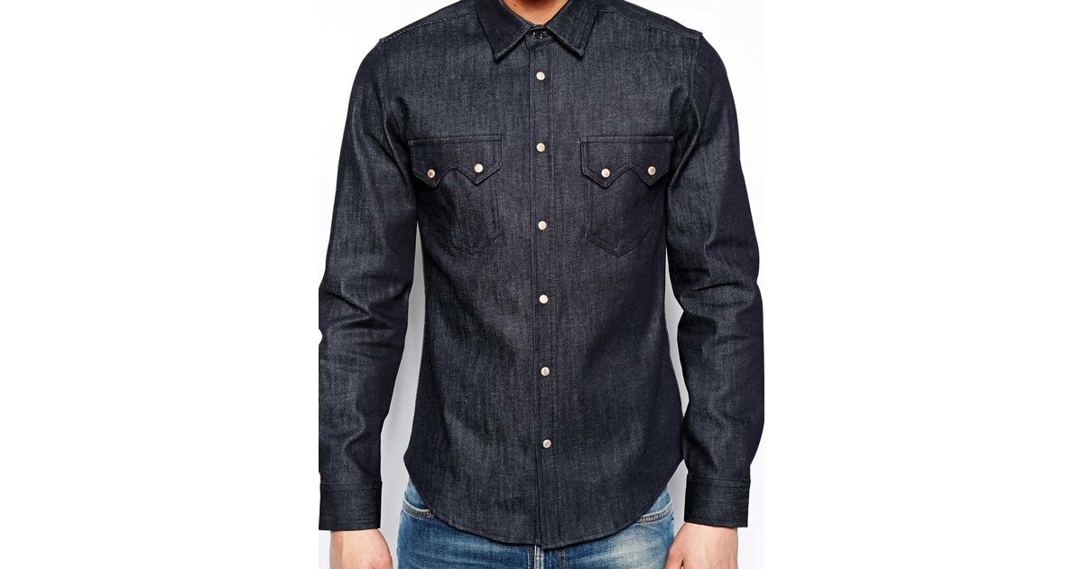 Nudie Jeans Nudie Denim Shirt Gusten Organic Dry in Blue for Men - Lyst