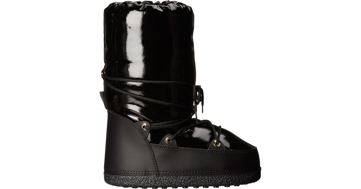 black patent leather snow boots