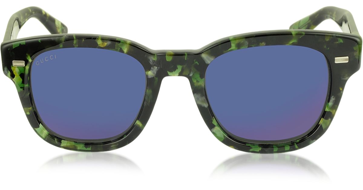 Lyst - Gucci Gg 1079/s Hpemi Havana Green Acetate Round Frame 