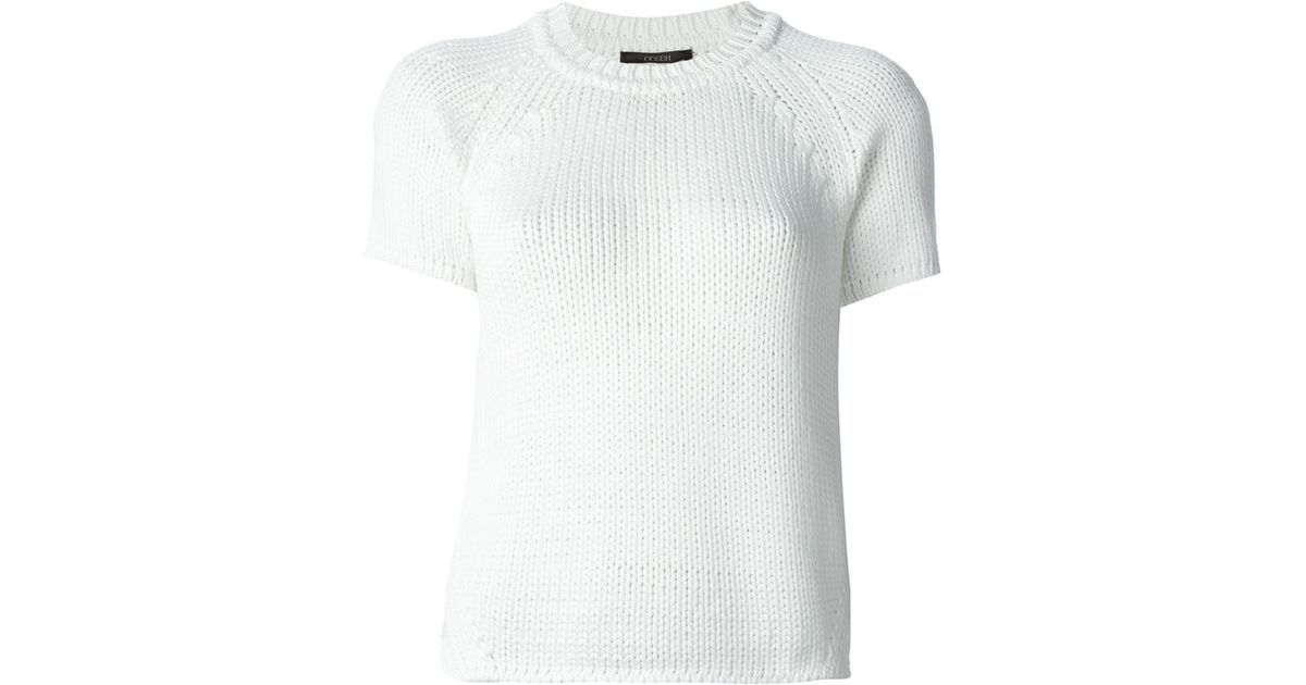 white short sleeve sweater