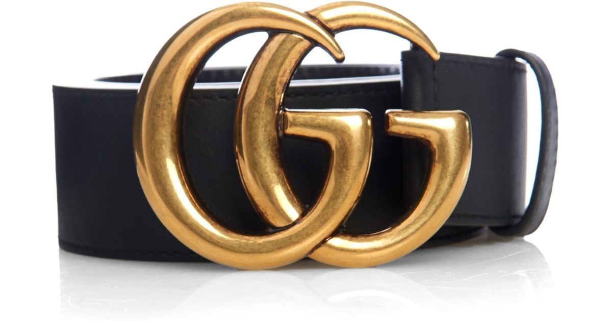 Gucci Gg Logo Leather Belt In Black Lyst