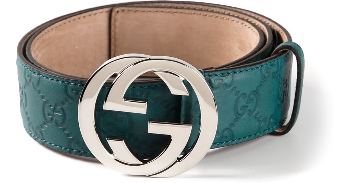 Gucci Logo Belt in Green for Men | Lyst