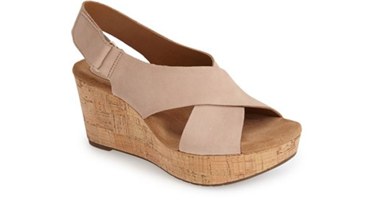 clarks artisan caslynn lizzie leather wedge sandals with backstrap
