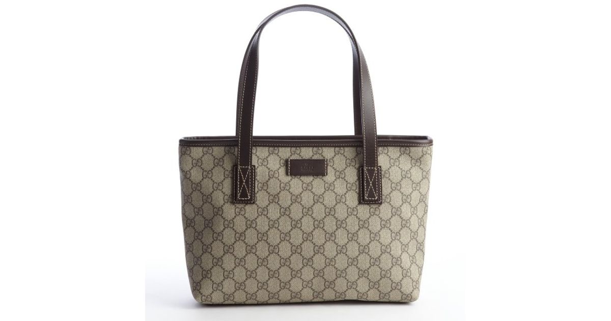 Lyst Gucci Beige Coated Canvas Gg Small Imprimã Tote Bag In Natural