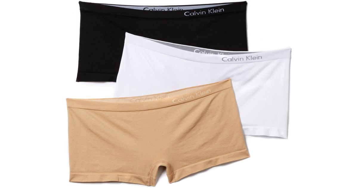 Calvin Klein Synthetic Pure Seamless 3 Pack Boy Shorts in Black Lyst