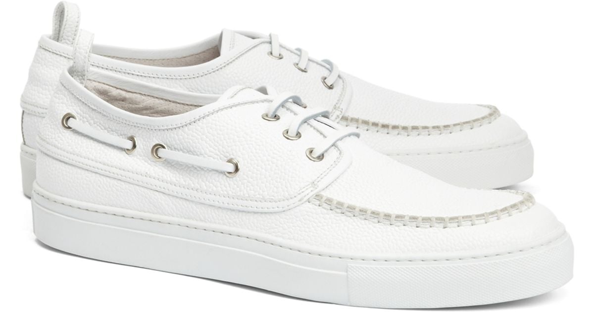 Brooks Brothers Leather White Boat Shoes for Men Lyst