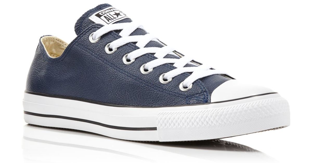 converse navy leather shoes