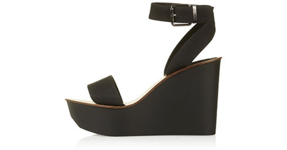 TOPSHOP Waffle Two Part Wedges in Black 