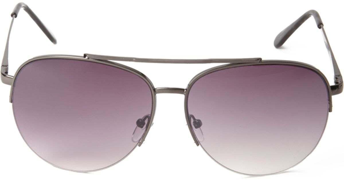 Forever 21 Half-Frame Aviator Sunglasses in Black (Black ...