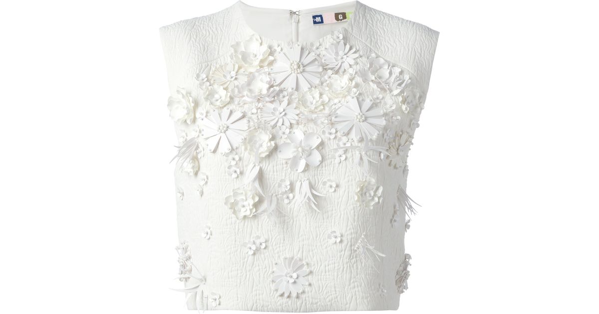 white floral applique