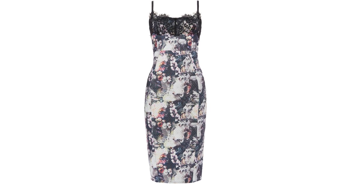 Lipsy bodycon floral dress prom with slits