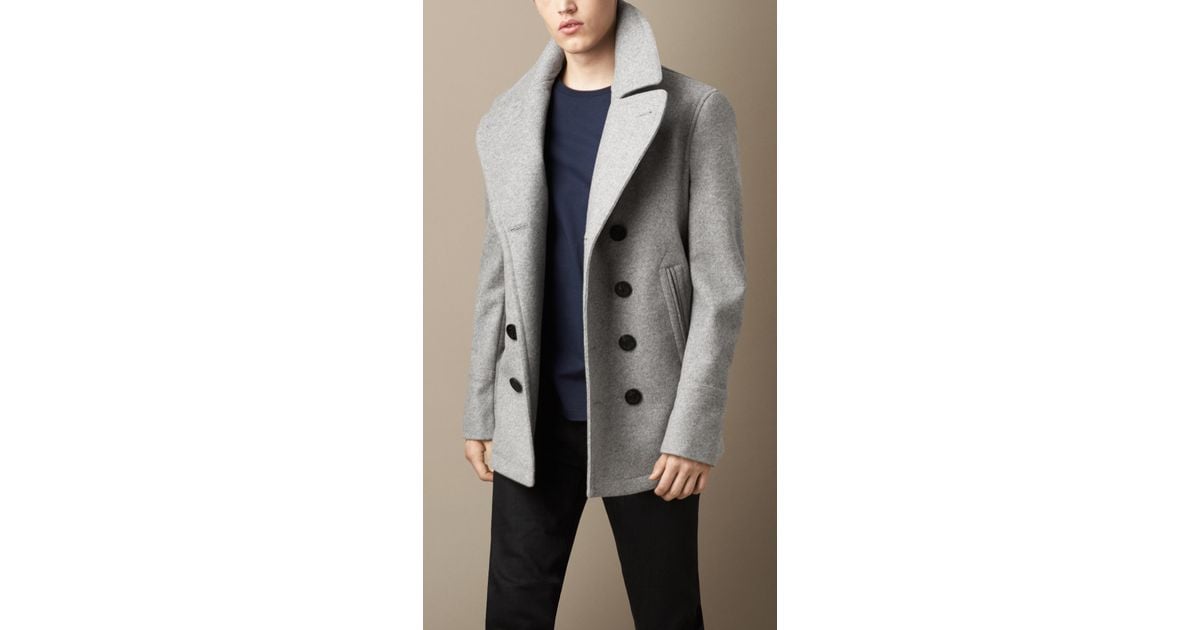 Grey Burberry Pea Coat Mens Sale Burberry Wool Cashmere Pea Coat