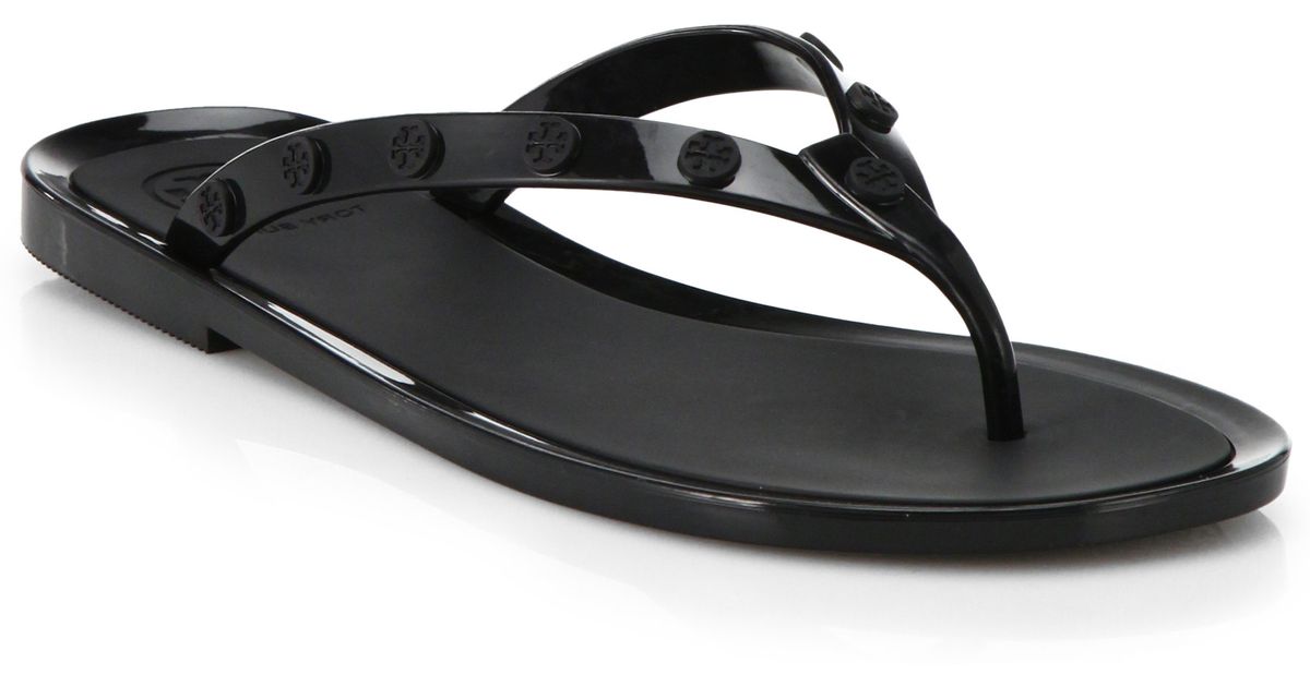 black jelly flip flops