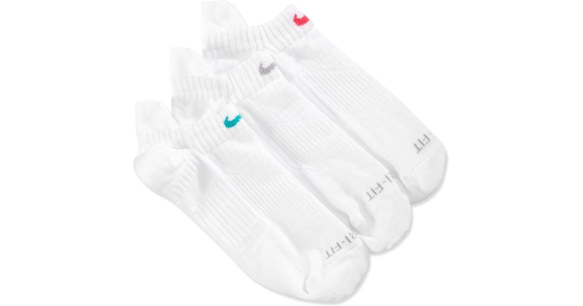 Nike Women's Dri-fit Half-cushion No-show Socks 3-pack in p/(w)/b/(w  (White) for Men | Lyst