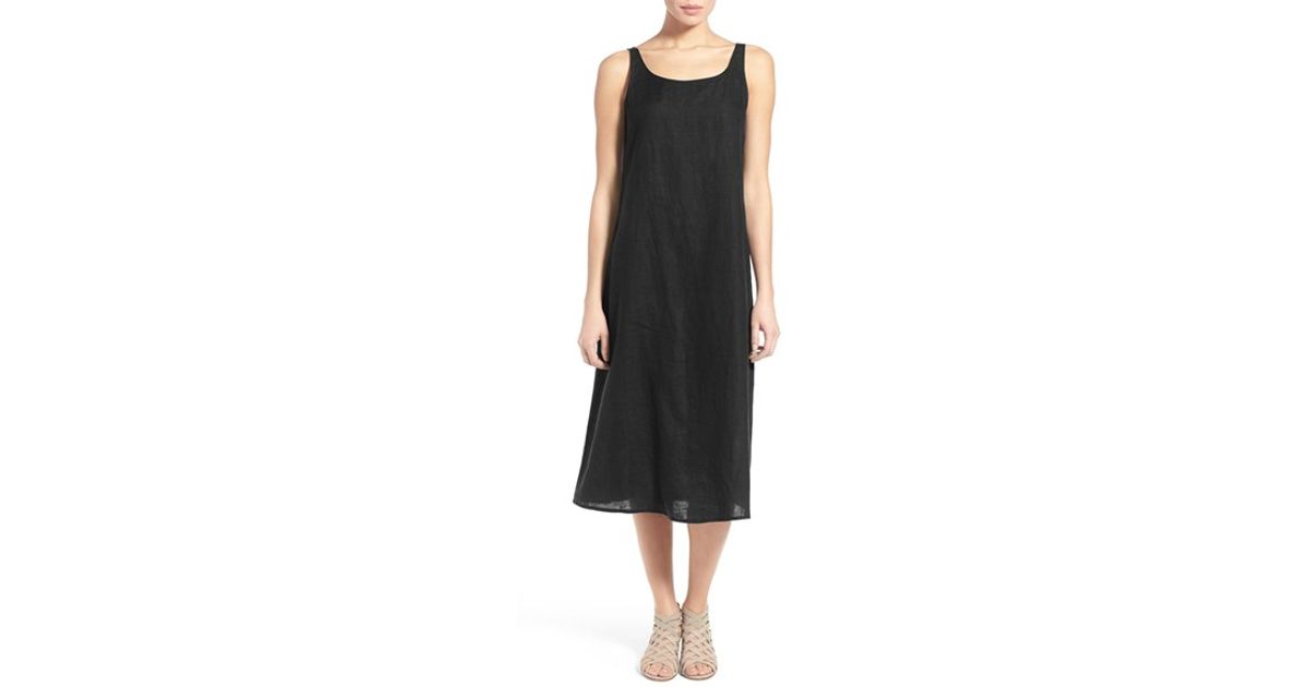 eileen fisher black linen dress