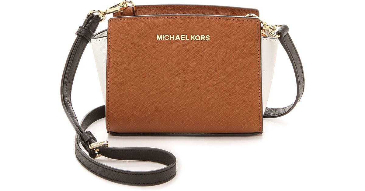 Michael Michael Kors Selma Colorblock Mini Messenger Black White