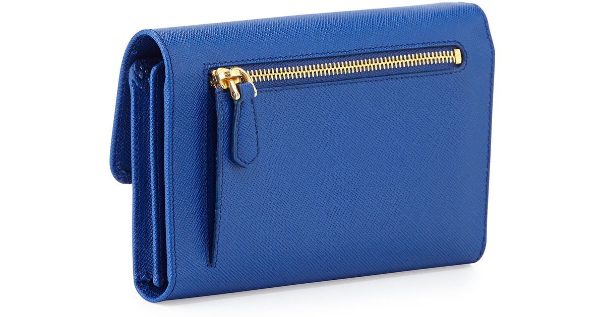 Prada Saffiano Wristlet Clutch Bag in Blue (ROYAL BLUE) | Lyst  