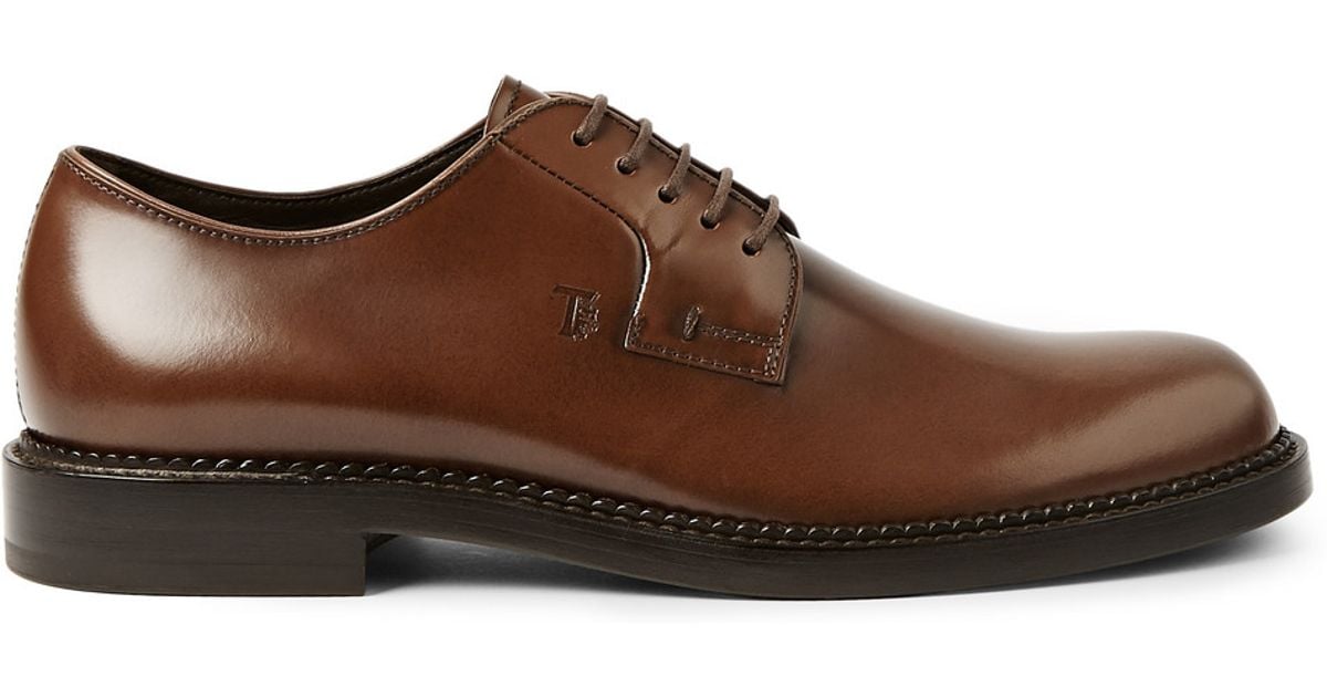 Tod's Polished Leather Derby Shoes in Brown for Men | Lyst